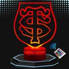 SCRAPCOOKING PARTY Lampe de chevet 3D LED Rugby Stade Toulousain, Veilleuse Changement de Couleurs, Lampe Tactile Bureau Chambre, Ambiance