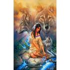 Kit de broderie diamant - VOLIBEAR - Loup et Fille - 30x40cm - Multicolore - Décoration murale