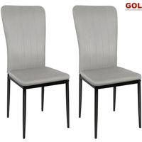 Chaises de salle à manger GOL - Lot de 2 - Surface de velours - Gris clair
