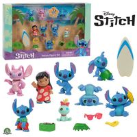 Coffret Disney Stitch - 13 pièces - 7 figurines - 6 accessoires - Jouets pour enfants à partir de 3 ans