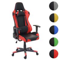 Chaise de bureau HWC-D25 - HWC - Fauteuil gamer - Charge maximale 150kg - Similicuir - Noir/Rouge