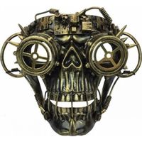 Masque de crâne Steampunk - Horror-Shop.com - Accessoire de costume néo-futuriste - Marron - Cuivre Or - Adulte