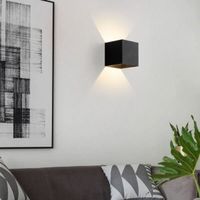 Applique Murale Cube moderne - Noir - Intérieur et extérieur - IP65 - LED avec lumière chaude de 6 W Blanc - Classe énergie A
