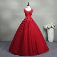 Robe de mariée fil rouge mariée princesse bourgeon de rêve col en V printemps floral remorquage jupe bouffante femme