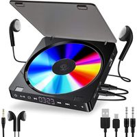 Lecteur CD Portable Rechargeable Personnelle Gueray Lecteur MP3 CD avec Double écouteurs 3,5 mm Femelle Disc Walkman avec