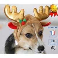 TD® Chapeau renne pour Chien Chat Noël Déguisement Costume Cosplay Animal de Compagnie Capuche Serre Tête Casquette Bandeaux