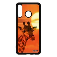 Coque antichoc Huawei P30 Lite en silicone girafe animaux tacheté TPU design savane telephone personnalisé ciel orange metal