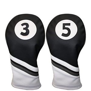 CHARIOT DE GOLF Majek Golf Headcovers Black and White Leather Styl