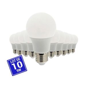 AMPOULE - LED Pack x 10 - Ampoule LED E27 A60 - 9W - Blanc Chaud