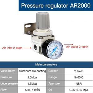 vanne de régulation de pression 1/4 po avec connecteur mâle/femelle vanne de pression réglable pour compresseur dair Manomètre de régulateur de pression