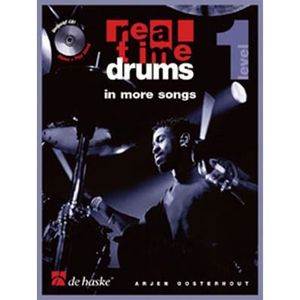 PARTITION Real Time Drums in More Songs (NL), de Arjen Oosterhout - Recueil + CD pour Batterie et Percussion en néerlandais