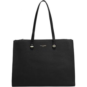 SAC À MAIN David Jones - Sac à Main A4 Cabas Fourre-tout Porté Epaule Cuir PU Femme - Noir