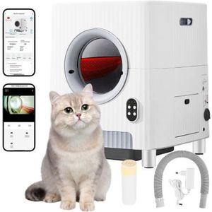 BAC À LITIÈRE Bac à Litière auto nettoyante Intelligent pour Chat 68L aver CaméRa, Double DéSodorisation, ContrôLe à distance APP, adapté 1-8 kg