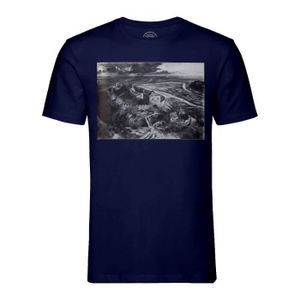 T-SHIRT T-shirt Homme Col Rond Bleu Bramber Castle Alan Sorrell Chateau Fort Illustration Dessin