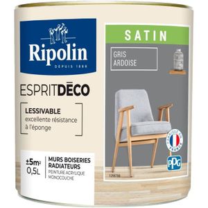 PEINTURE - VERNIS RIPOLIN - Esprit Déco Multi-supports -  Gris ardoise - Satin - 0,5L