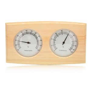 MESURE THERMIQUE Thermomètre hygromètre en bois de haute qualité pour salle de sauna Type de pointeur à double cadran Température Humidité pratique
