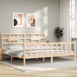 STRUCTURE DE LIT Cadre de lit avec tête de lit en bois massif - vid