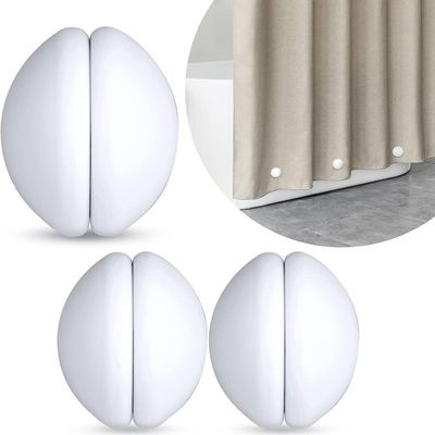 Lot De 4 Paires Poids Magnétiques Rideau De Douche - Aimants Puissants Caoutchoutés Blancs