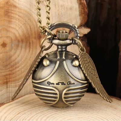 Montre De Poche Vintage Big H - Style Bronze Et Chaîne - Cadeau Homme Harry Potter - Mouvement Quartz