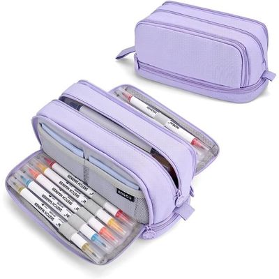 Trousse Scolaire Grande Capacité Sciphylia Rose - 4 Compartiments, Trousse à Crayons Résistante Pour Filles Et Garçons