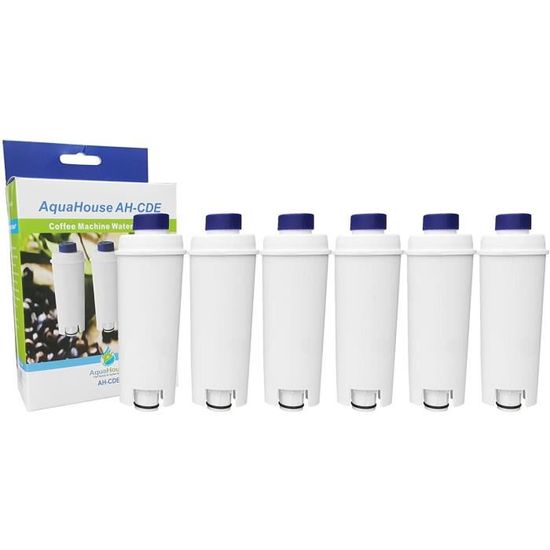 Pack De 2 Filtres à Eau AquaHouse AH-CDE Pour Cafetières DeLonghi - Compatible DLSC002, SER3017, Magnifica, Primadonna, ECAM, ESAM - 6