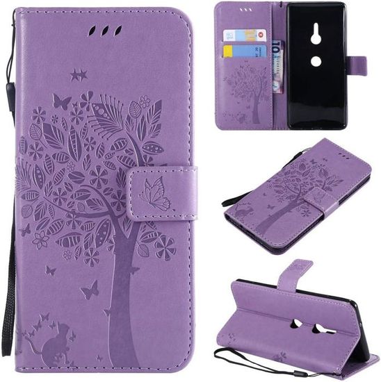 Housse étui Flip Pour Sony Xperia XA2 Ultra - Coque Portefeuille Fleur - Noir Et Blanc