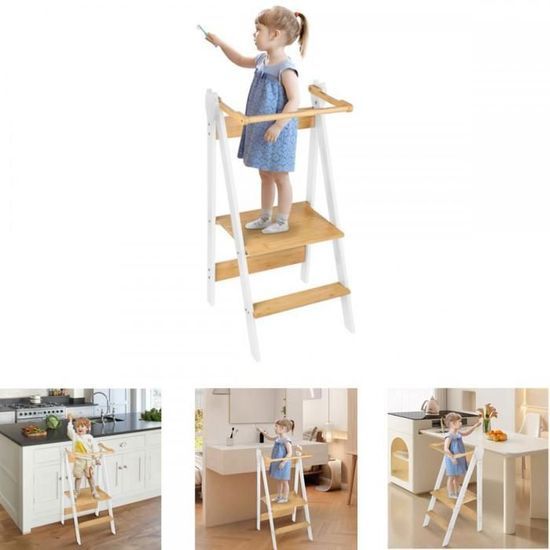 Tuki Tour D'apprentissage à Partir De 1 An Pour Enfants Nature | Hauteur Réglable, Haute Stabilité, Design Ergonomique | Tour D'apprentissage Montessori Durable Aide à La Motricité Et à