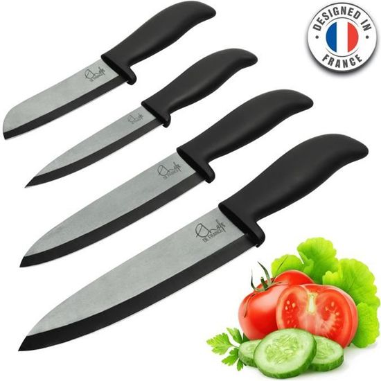 ChefsDeFrance - Set de 4 couteaux céramique - Édition Prestige Couteaux haut de gamme