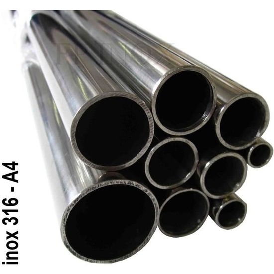 Tube inox 25mm x 1.2mm x Long 100 cm Polimiroir 316