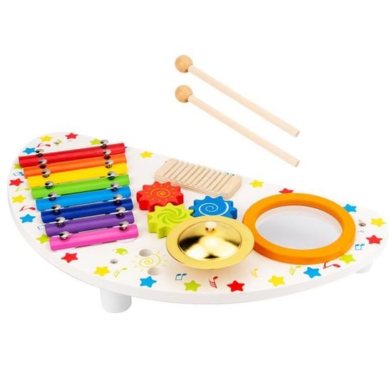 Set D'Instruments De Musique Enfant Miljgte - Xylophone, Tambour, Maracas | Jouet Montessori Couleurs Neutres