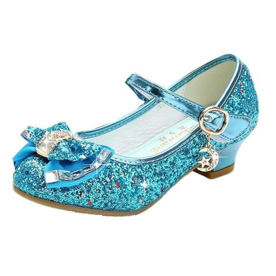 Chaussures a Talon de Princesse JINDING 116 4 Fille Bleu PVC et Synthetique Talon Bloc 3cm Tailles 26 a 38