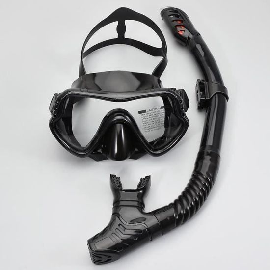 Decodeary Ensemble de Plongée Masque de Plongée Grand Vue Lunettes de Natation pour Plongée sous-Marine Bleu Noir Jaune Clair 18.5x20.5x7cm