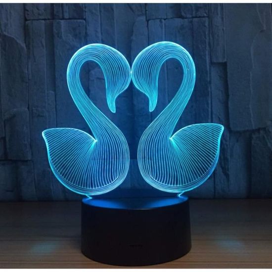 3D Veilleuse Swan Mignon Nuit Lumière 3D Illusio Lampe Bébé Led Acrylique Télécommande Commutateur Usb Chambre Salon LamA FG461863