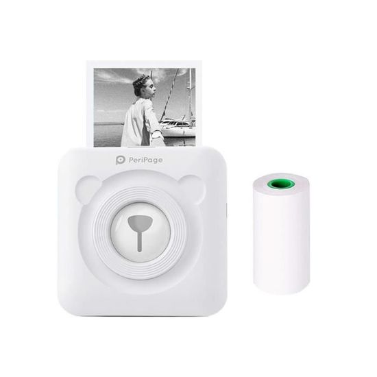 Bisofice Peripage Imprimante Photo Portable Pour Imprimer Des Photos/Images/ Mémos/reçus, Connection BT Sans Fil,avec Prise En Charge Du Câble USB Pour Smartphones Android IOS Windows, Bleu