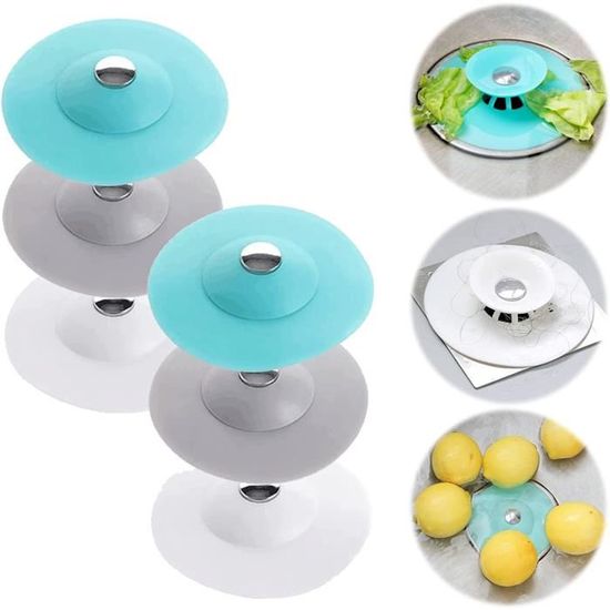 Blanc  Lot De 4 Bouchons D'évier En Caoutchouc Avec Boucle De Suspension Pour Baignoire Cuisine Et Salle De Bain 92349383