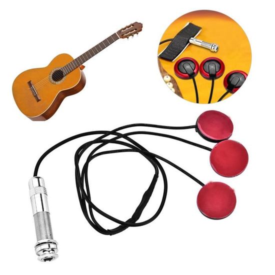 Micro Guitare Auto-adhésif Piézo – Sans Perçage, Pré-câblé – Pour Guitare Acoustique, Violon, Ukulélé