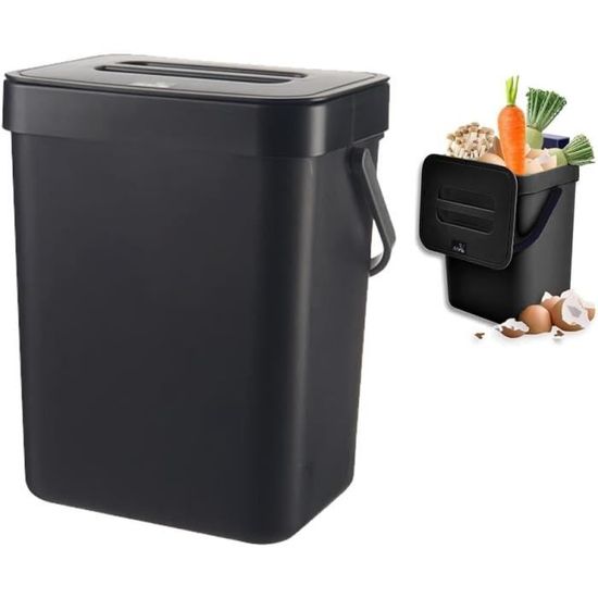 Poubelle Compost Cuisine Avec Filtre Anti-Odeurs - Bac Amovible, Design Élégant Violet - Pour Déchets Organiques