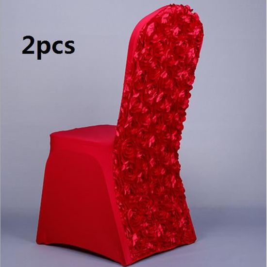 2 PCS Big Red élastique banquet hôtels mariage Housse de Chaise en Spandex haute gamme Bords Carrés Housse Chaise Spandex Polyester 