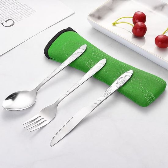 Couverts De Voyage Chilly's - Set 4 Pièces En Acier Inoxydable Avec étui En Aluminium, Couleur Lichen Green - 7