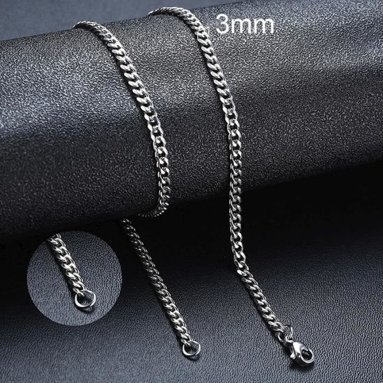Chaîne Gourmette Acier Inoxydable Argent 10mm Homme – Collier Cubain 55cm Steelstyle33