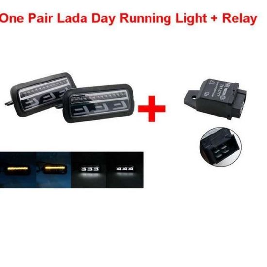 Avfpra Phare Avant Pour Lada Pour Niva 4X4 1995 LED Pour Feux Pour DRL Avec Clignotant Fonction Plastique Car Styling Tuning Jeu De Phares(Running Light