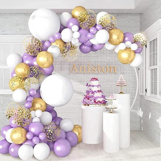 Kit Guirlande Ballons Bleus Et Violets 169 Pièces - Pour Arche, Décoration Fête, Baby Shower, Anniversaire