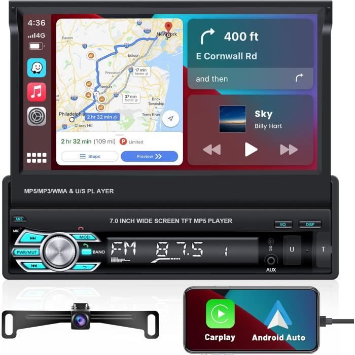 Carplay Autoradio 1 Din Android Auto Radio 7 Pouces Écran Tactile Poste ...