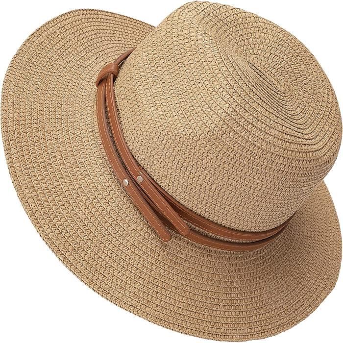 Chapeau De Soleil Pliable En Paille à Large Bord Pour Femme Avec Nœud