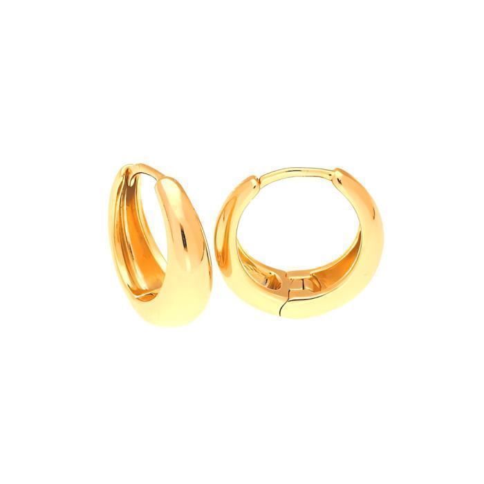 Créoles Bombées 18 mm x 7 mm Large Base Femme Or Jaune 750 Laminé*
