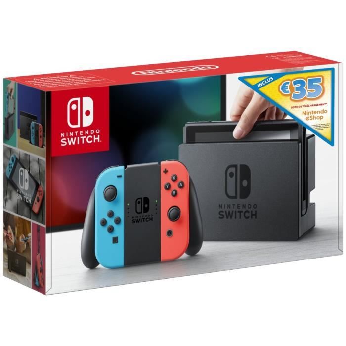 Console Nintendo Switch Avec Joy Con Bleu Neon Et Joy Con Rouge Neon Edition Limitee Code Telechargement 35 Nintendo Eshop Cdiscount Jeux Video