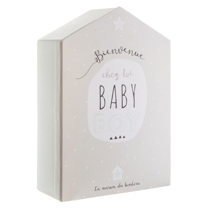 Coffret de naissance Maison - 21 x 30 cm - Gris et vert