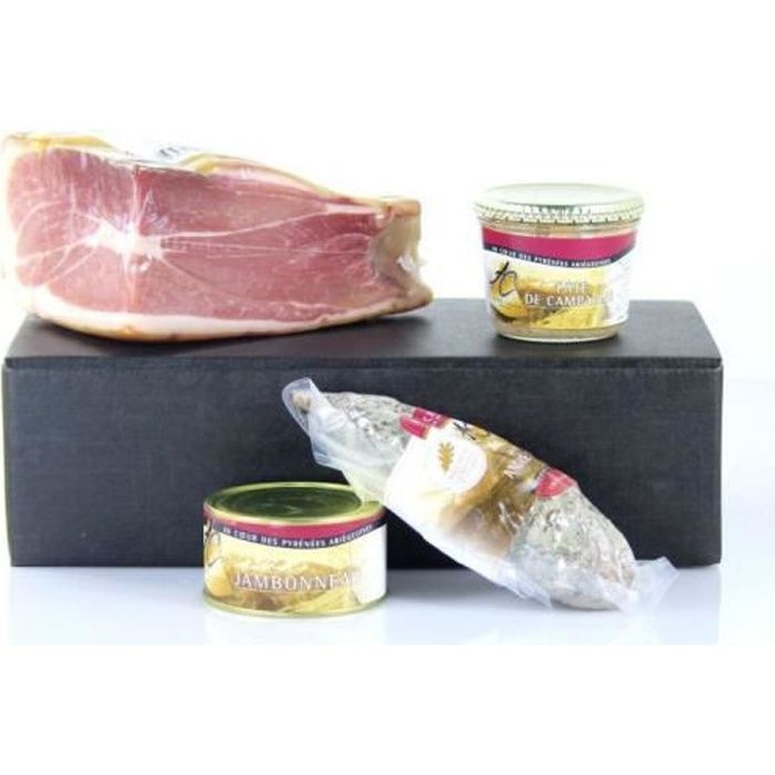 Charcuterie Française, Colis Le Montagnard, jambon et saucisson Médaillés, jambonneau, pâté