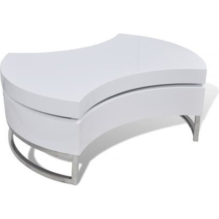 Magnifique Table basse pivotante en MDF blanche brillante laquee