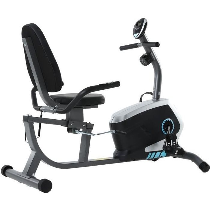 Vélo d'appartement semi-allongé,Vélo Couché Assis Magnétique,Résistance Réglable sur 8 Niveaux,Masse d’inertie 8 kg,Siège Réglable